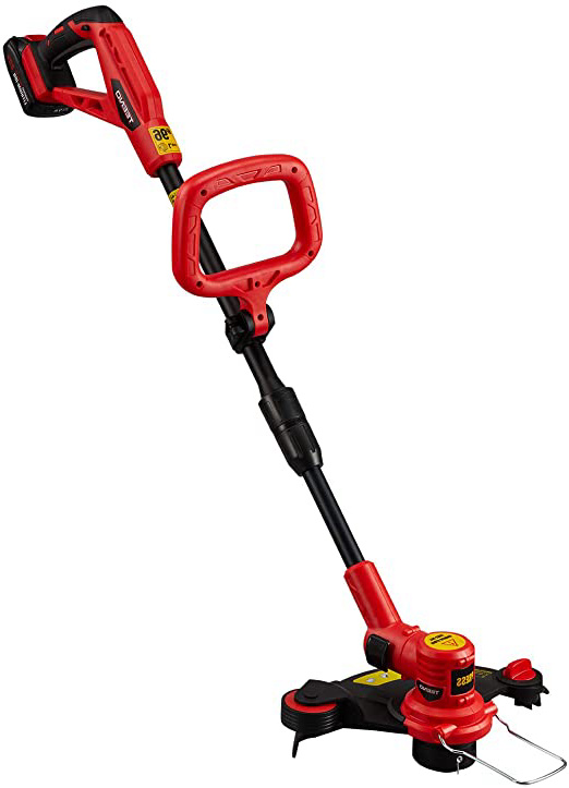 TEENO Cortabordes, 20V Cortacésped sin Cable a 2.0Ah batería (1X Bobina) Ancho de Corte 30cm, Cabezal de Corte Giratorio a 90 °, Dos Mango y Mango Telescópico, Función de Recorte de Borde