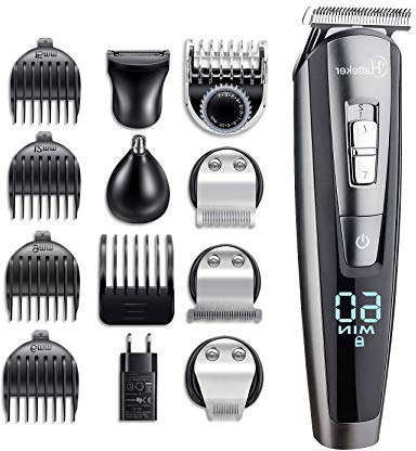 Hatteker Barbero Electrico Cortapelos Profesional Hombre Cortador Pelo Cortadora de Pelo Recargable Máquina de Afeitar Recortadora Barba y Precisión Impermeable 5 en 1