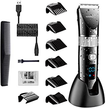 Hatteker Cortapelos Hombre Maquina de Cortar el Pelo Cortadora de Pelo Recortador de Barba Waterproof