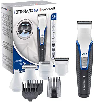 Remington G4 Graphite Series PG4000 - Recortador de Barba y Cortapelos, 7 Accesorios, Inalámbrico, Revestimiento de Grafito, para Vello Facial y de Nariz, Blanco y Negro