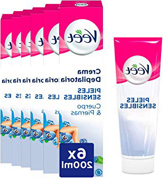 Veet Crema Depilatoria Corporal para Mujer con Aloe Vera y Vitamina E, Pieles sensibles, 6 x 200 ml, hasta 20 Semanas de Suavidad