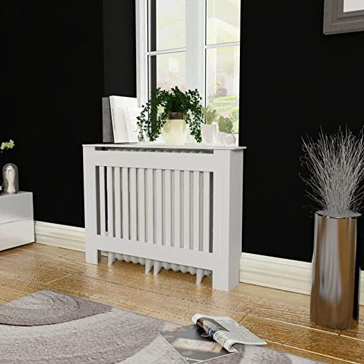 Vislone Cubre Radiador Decoracion Radiador de Diseño Moderno MDF Blanco 112x19x81cm