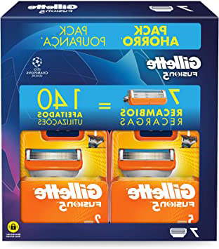 Gillette Fusion5 Cuchillas de Afeitar Pack Ahorro Champions League, Paquete de 7 Cuchillas de Recambio