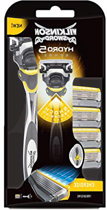 Wilkinson Sword Pack Hydro 5 Sense - Kit con Máquina de Afeitar Recargable de 5 Hojas con Gel Hidratante para Hombre + 4 Cuchillas de Recambio , Afeitado Manual Masculino