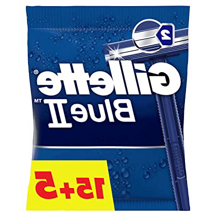 Gillette BlueII Maquinillas desechables para hombre, dos hojas de afeitar, cabezal fijo - Pack de 15+5
