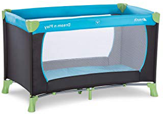 Hauck Dream N Play - Cuna de viaje 3 piezas 120 x 60 cm, bebe, incluido colchóncito y bolsa de transporte, de 0+ meses hasta 15 kg, plegado y montaje fácil, estructura ligera y muy estable, azul