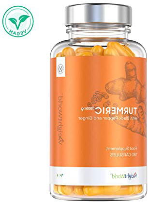 Cúrcuma con Jengibre y Pimienta Negra de 1500 mg - Potente Antiinflamatorio y Antioxidante, Mejora Circulación, Sistema Inmunológico y Articulaciones, Con Curcumina y Bioperine, 180 Cápsulas