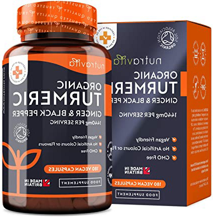 Cúrcuma Orgánica de 1440 mg con Pimienta Negra y Jengibre -180 Cápsulas Vegano de Alta Resistencia (Suministro para 3 Meses) - Fabricado en el Reino Unido por Nutravita