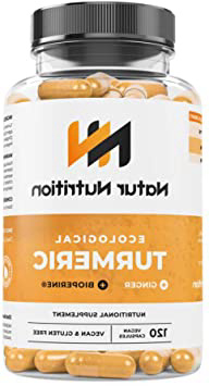 Cúrcuma Orgánica con BioPiperine + Jengibre. Alta concentración de cúrcuma en cápsulas de 745 mg de fácil absorción. Suplemento antiinflamatorio y antioxidante. 120 cápsulas veganas.