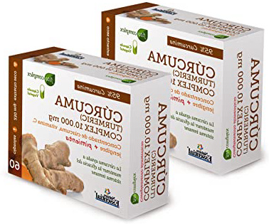 Curcuma (Turmeric) Complex 10.000 mg – Con cúrcuma, vitamina C, jengibre y pimienta negra – 60 Capsulas vegetales. (2 Unidades)