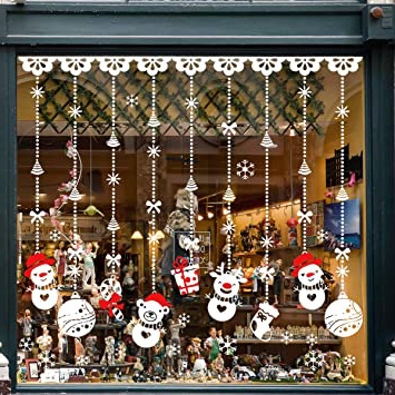 Pegatinas de Navidad, TedGem Pegatinas de Navidad monigote de nieve fiesta extraíbles, Dos Estilos Hacen que el Hogar esté lleno de Ambiente Navideño