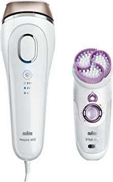 Braun Silk-expert 5 IPL BD 5009 - Depiladora de luz pulsada para la depilación permanente del vello visible en casa, con cepillo sónico exfoliante corporal, color blanco y bronce