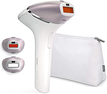 Philips Lumea Prestige BRI954/00 - Depiladora Luz Pulsada para la Depilación Permanente del Vello Visible en Casa con 3 Cabezales: Cuerpo, Cara y Zonas Precisión, Blanco y Rosa