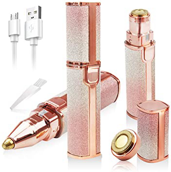 Depiladora Facial Mujer, 2 en 1 Eléctrica Depiladora Cejas USB Recargable Afeitadora Sin Dolor Luz LED Incorporada para Labios Barbilla Cuello Cuerpo
