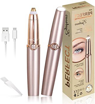 Depiladora de Cejas, Eléctrica Depiladora Facial Mujer, Recortador de Vello Nariz/Orejas, Luz LED Incorporada, USB Recargable, Eyebrows Trimmer
