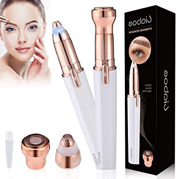 liaboe Depiladora Cejas Mujer, depiladora facial mujer electrica,2 en 1 con Depiladora Facial, Depiladora de Cejas, Eléctrica Depiladora Cejas, Eyebrow Trimmer Luz LED Incorporada