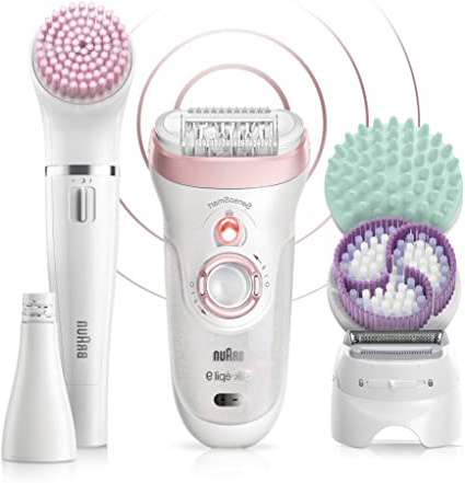 Braun Silk-épil Beauty Set 9 9-995 9 en 1 - Depiladora eléctrica Mujer, Inalámbrica Wet&Dry, Kit de Depilación, Rasuradora, Exfoliación y Limpieza para Rostro y Cuerpo, Blanco/Rosa