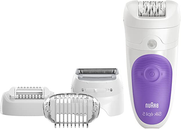 Braun, Depiladora Eléctrica Inalámbrica, Tecnología Wet & Dry, 4 Accesorios Incluido un Cabezal de Afeitado, Lila/Blanco