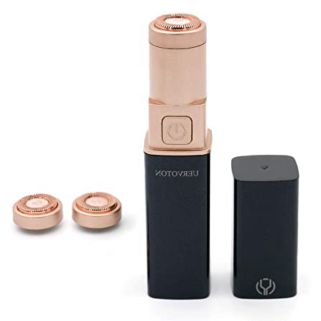 Depiladora Facial Para Mujeres Eléctrica maquinilla Removedor de vello facial, Uervoton Afeitadora Eléctrica sin dolor para Mujer Bikini Trimmer, Labio, Barbilla, Mejilla con 2 cabezales de repuesto