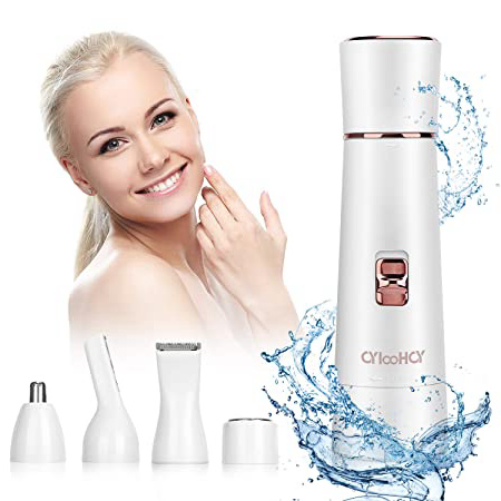 YOHOOLYO Depiladora Facial Electrica para Mujer Afeitadoras Eléctricas para Mujer 4 en 1 Sin Dolor y Impermeable IPX 6 Carga USB