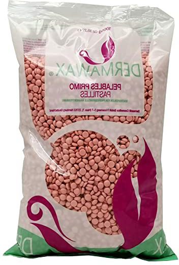 Dermawax 1 kg Rosa perla de Cera caliente Cera depilatoria caliente, para pieles sensibles et normal, áreas faciales axilas, faciales Cera sobre, La carrocería completa Depilación brasileña