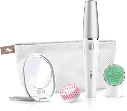 Braun FaceSpa 851 - Sistema 3 en 1 de depiladora facial, cepillo limpiador extrasuave y masaje, color blanco