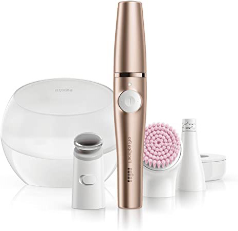Braun Facespa Pro 921 - Sistema para Depilación y Limpieza 3 en 1, con Depiladora Facial, Cepillo Facial y Cabezal Tonificador, Base Cargadora, Bronce