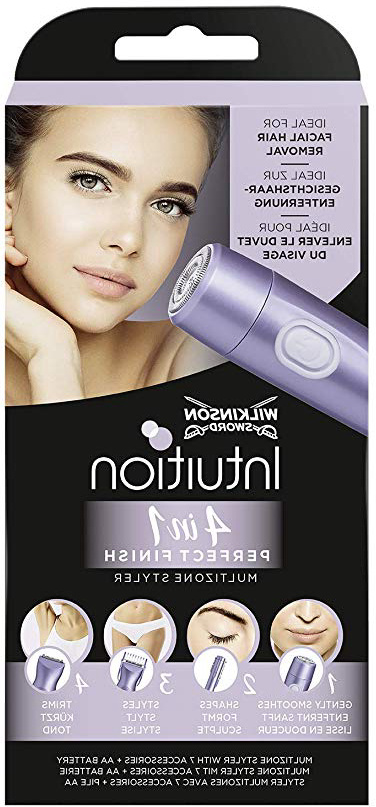 Wilkinson Sword Intuition Perfect Finish - Afeitadora Eléctrica Femenina 4 en 1 para el Cuerpo, la Zona del Bikini, el Vello Facial y las Cejas, Cuidado Corporal Mujer