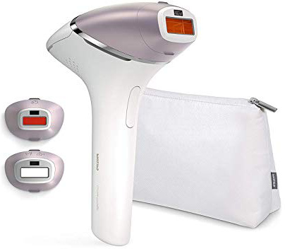 Philips Lumea Prestige BRI954/00 - Depiladora Luz Pulsada para la Depilación Permanente del Vello Visible en Casa con 3 Cabezales: Cuerpo, Cara y Zonas Precisión, Blanco y Rosa