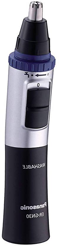 Panasonic ER-GN30-K503 - Naricero/Recortador de Vello Facial (Nariz, Oreja, Cejas y Bigote, Acero Inoxidable, Función con Pilas, Sistema de Limpieza Inteligente) Negro y Plata
