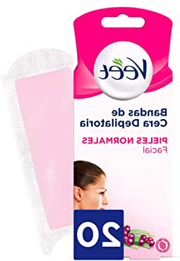 Veet Bandas de Cera Fria Depilatoria para Depilación Facial con Manteca de Karité y Bayas de Açaí, Easy Gelwax, Pieles Normales, 20 Bandas