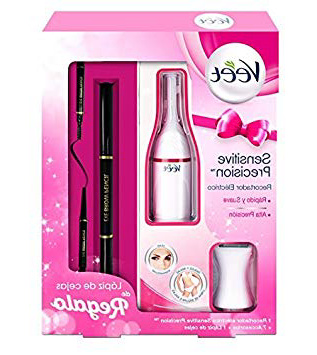 Veet Sensitive Precision - Recortador Eléctrico Depilador Mujer Zonas Sensibles Bikini, Facial y Axilas, Blanco, Lápiz de Ojos de Regalo