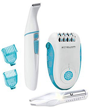 Rowenta Depiladora Flower Love Kit 3 en 1 - EP2853F0-2 velocidades, 24 pinzas, Accesorio para depilación zona bikini con 2 peines, accesorio de pinzas con luzy bolsa de viaje