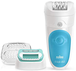 Braun Silk-épil 5 5-511 Wet & Dry - Depiladora eléctrica para mujer, inalámbrica y cabezal con recortadora, color blanco/azul