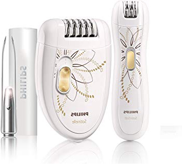 Philips Epilier-Set Limited Edition HP6540/00 Pack Depiladora para Mujer, Blanco y Dorado