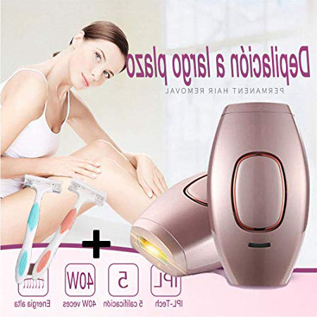 Depiladora de Luz Pulsada Depilación Sistema de Depilación IPL, LEONMAR 400000 Flashes Beauty Device en Las Axilas y La Línea de Bikini, Reduce el Crecimiento Del Vello A Largo Plazo (Rosa)
