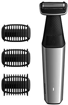 Philips Serie 5000 BG5020/15 - Afeitadora Corporal Apta para la Ducha con 3 Peines-Guia y Mango Extralargo para la Espalda, 60 min de Uso