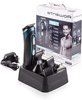 Rowenta Trim & Style TN9130 - Cortapelos para barba y cuerpo 7 en 1, accesorios de afeitado, nariz, oreja, patillas, recorte y afeitador corporal, autonomía 60 minutos y batería recargable