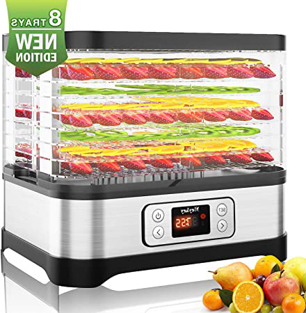 Meykey - Deshidratador de alimentos con regulador de temperatura, secador de verduras con temporizador, deshidratador, sin BPA (8 pisos/400 W)