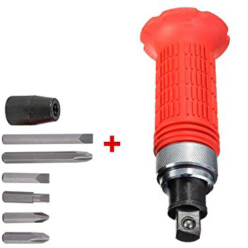 OcioDual Destornillador de Impacto Golpe Manual 1/2"con 6 Puntas y Estuche JS 2006 Rojo