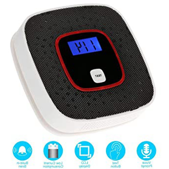 Detectores de monóxido de carbono Alarma de monóxido de carbono, Detector de CO Alta sensibilidad con Display LCD Pantalla Digital (Black)