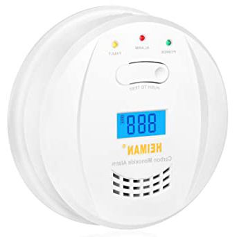 HEIMAN Detector de monóxido de carbono, EN 50291, alimentado por baterías de 5 años y sensor de 10 años, alarma CO, con pantalla LCD-723ESY