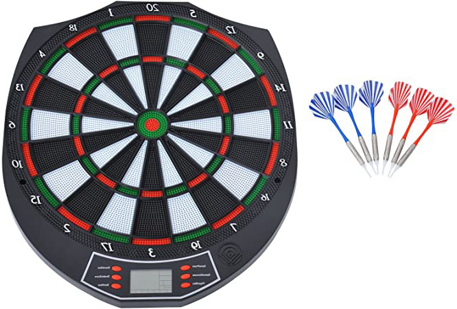 HOMCOM Diana Electrónica Digital 18 Juegos y 159 Variantes + 6 Dardos de Punta Plastica