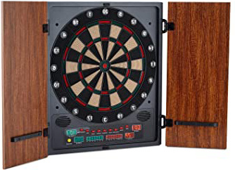 Oneconcept Dartchamp Dartmaster 180 Shape Edition - Diana automática, Diana electrónica, Armario para Dardos, 8 Jugadores, Rival Virtual, Display LED, Punta Anti-daños, 12 Dardos