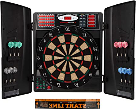 Ultrasport Diana electrónica con y sin Puertas, para un hasta 16 Jugadores, Pantalla LED, Incluye línea de Tiro, 12 Dardos y 100 Puntas, Adecuada para Fiestas, Unisex Adulto