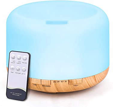 500ml Difusor de Aceite Esencial, TENSWALL Control Remoto Humidificador Ultrasónico con Luces LED Cambiantes de 7 Colores