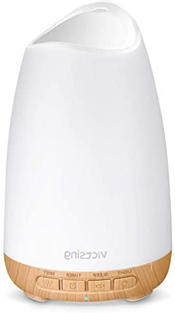 VicTsing 150ml Difusor de Aromas, Ultra Silencioso (21dB) Humidificador Aceites Esenciales, BPA-Free Difusor Aceites Esenciales, Difusor Aceites Esenciales Ultrasonico con LED de 8 Colores - Cúrcuma