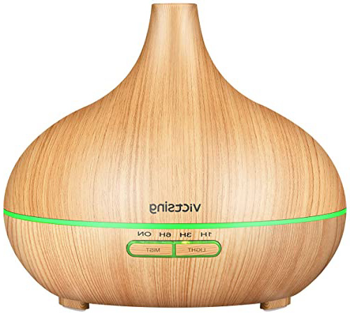 VicTsing 300ml Difusor de Aceites Esenciales, Difusor Aromaterapia de 7-Color LED, Función de Apagado Automático,Humidificador Ultrasónico Cool Mist sin BPA para dormitorio Hogar, Amarillo