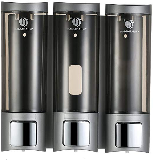 Decdeal 200ml x 3 Dispensador de Jabón de Pared Manual, para Champú Líquido Gel de Ducha Limpiador Loción para Baño/Hotel