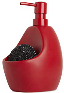 Umbra 330750-505 Joey - Dispensador de jabón líquido con compartimento para esponja (740 ml), color rojo